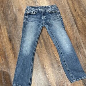 Miss Me Blue Boot Cut Jeans with Embellished Pockets